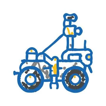 Soil analysis robot harvests icon doodle illustration Stock Illustration