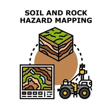Soil and rock hazard mapping vector concept Stock Illustration