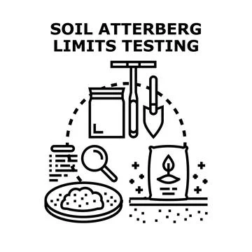 Soil atterberg limits testing for geotechnical engineering Stock Illustration