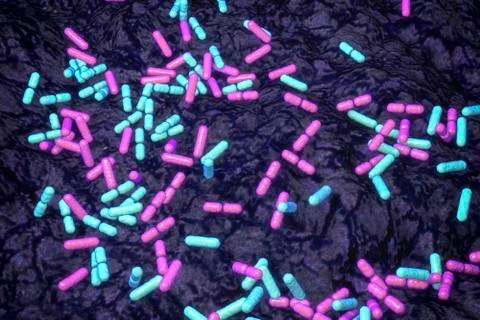 Soil bacteria of different species Illustrazione stock