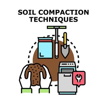 Soil compaction techniques for construction and gardening Stock Illustration
