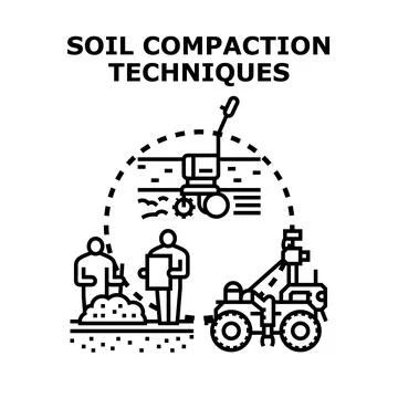 Soil compaction techniques for construction and agriculture Illustrazione stock