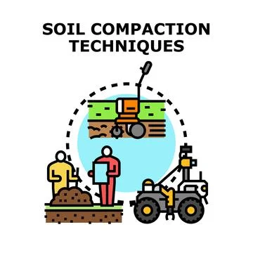 Soil compaction techniques for construction and agriculture 스톡 일러스트