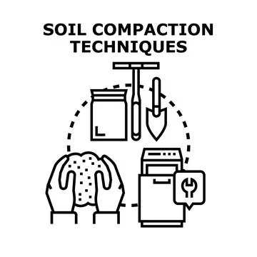 Soil compaction techniques for construction and gardening Stock Illustration