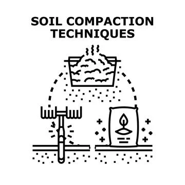 Soil compaction techniques improving ground for construction Stock Illustration