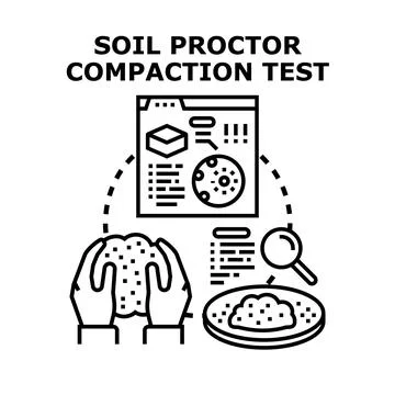 Soil compaction test examining construction material quality Stock Illustration