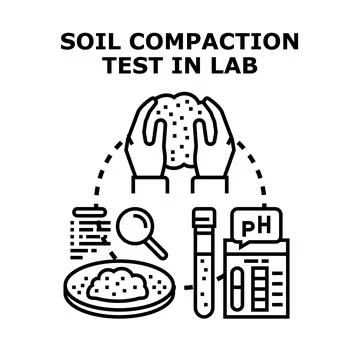 Soil compaction test in lab analyzing earth properties and quality Stockillustratie