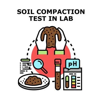 Soil compaction test in lab analyzing earth properties and quality Stock Illustration