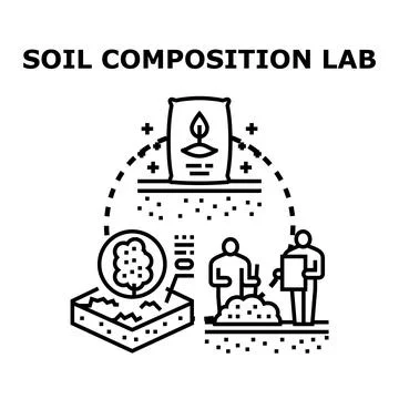 Soil composition lab research and agricultural analysis Stock Illustration