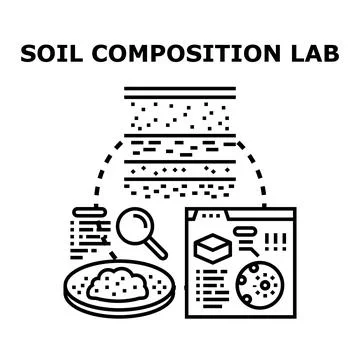 Soil composition lab studying earth layering and analysis Stock Illustration