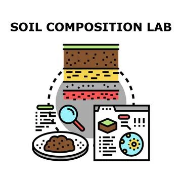 Soil composition lab studying earth layering and analysis Stock Illustration