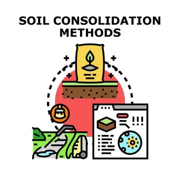 Soil consolidation methods improving earth quality Stock Illustration