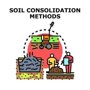 Soil consolidation methods improving ground stability illustration Stock Illustration