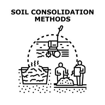Soil consolidation methods improving ground stability illustration Stockillustratie