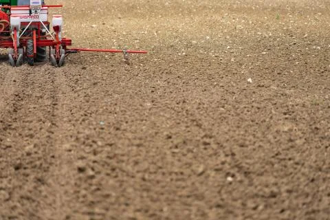 Soil of a cotton field while sowing in Komotini, Greece Stock Photos