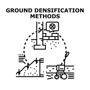 Soil densification methods improving ground stability Stock Illustration