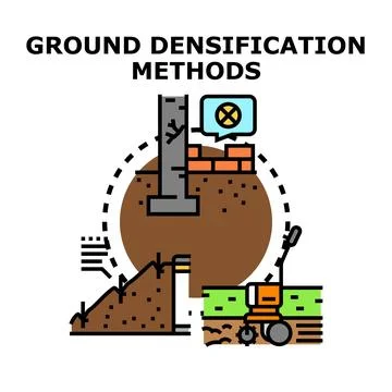 Soil densification methods improving ground stability Stock Illustration