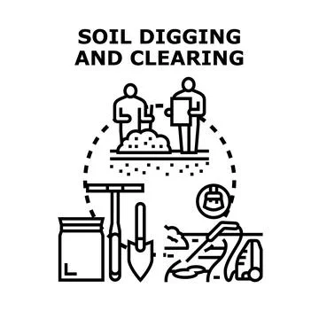 Soil digging and garden clearing concept illustration 스톡 일러스트