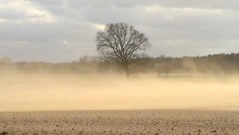 Soil erosion during a Dust storm Stock Footage