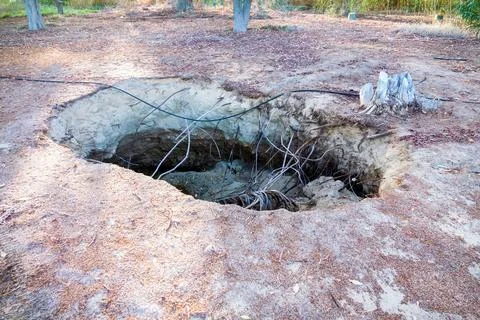 Soil failure due to drip irrigation Fotos de archivo