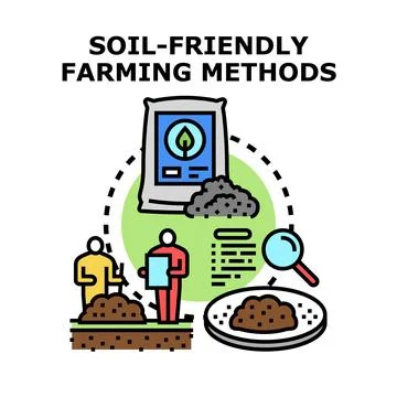 Soil friendly farming methods concept illustration Stock Illustration