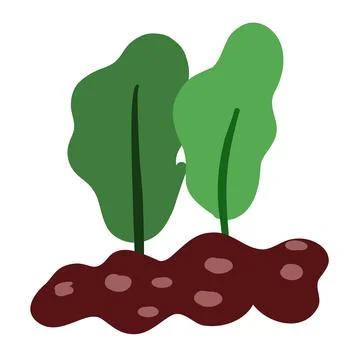 Soil with green young sprouts. Vector illustration Stock Illustration