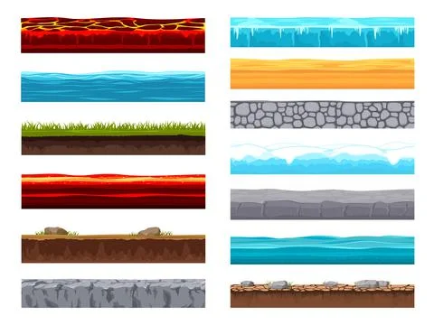 Soil ground layer, cartoon game level landscape Stock-Illustration