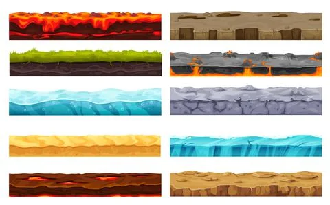 Soil ground layer, game level surface landscape Illustrazione stock