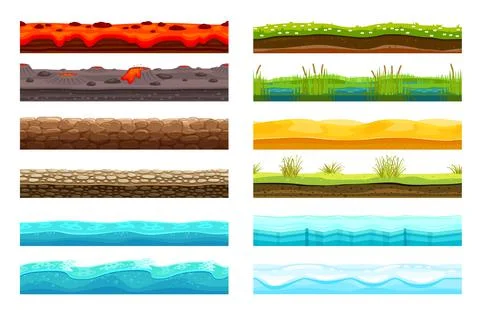 Soil ground layer, game level surface textures Stock Illustration
