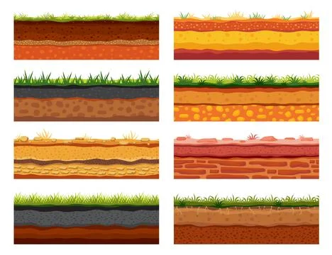 Soil ground layer, game surface backgrounds Illustrazione stock