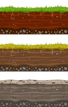 Soil ground layers. Seamless ground, earth drying process. Dirt clay surface Stock Illustration