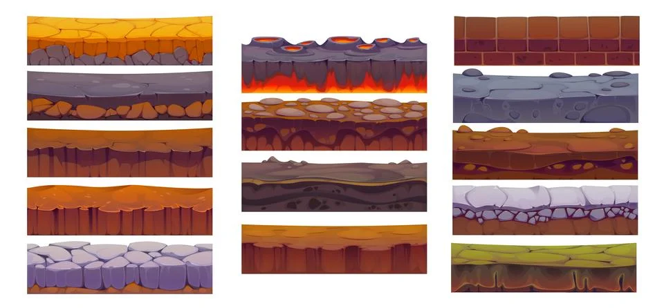 Soil ground seamless level surface game asset Stock Illustration