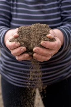 Soil in hands Stock Photos