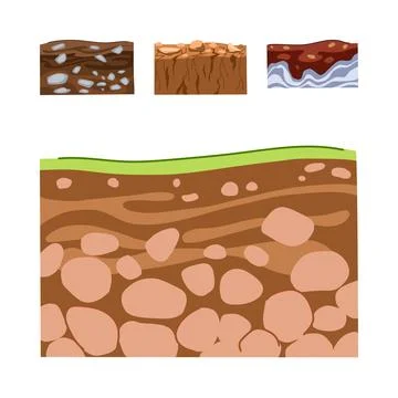 Soil layers and subterranean ground textures illustration 库存插图
