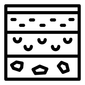 Soil layers cross section showing different horizons with humus and stones for Stock Illustration