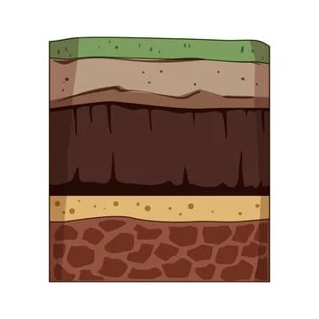 Soil layers cross section showing earth strata structure Stock Illustration