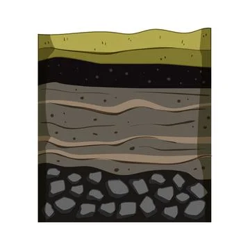 Soil layers cross section showing earth ground profile Stock Illustration