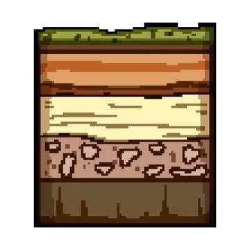 Soil layers cross section showing ground horizons and bedrock Stock Illustration