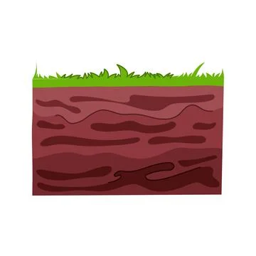 Soil layers with green grass cross section Illustrazione stock