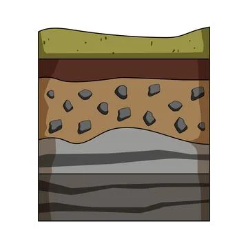 Soil layers profile illustrating ground cross section Stock Illustration
