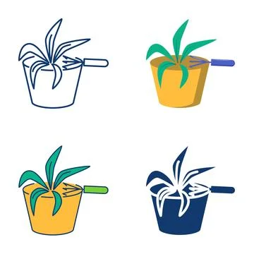 Soil loosening icon set Stock Illustration
