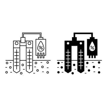 Soil Moisture Sensor Icons. Line and Glyph Vector Illustrations. Electronic.. Stock Illustration