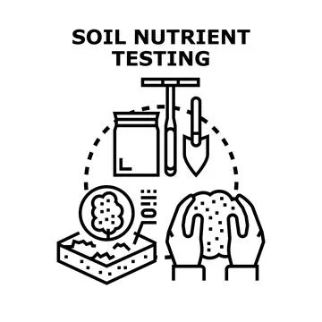 Soil nutrient testing agriculture concept analyzing ground composition Stock Illustration