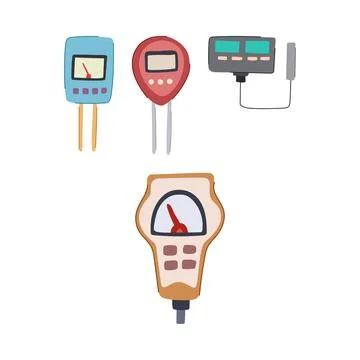 Soil ph and moisture meter devices measuring acidity Stock Illustration
