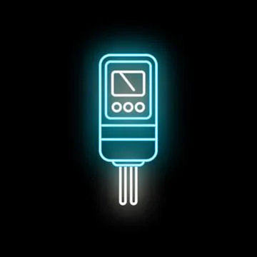 Soil ph tester meter neon line icon Stock Illustration