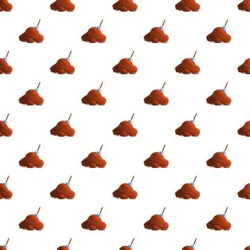 Soil pile and shovel pattern on white background Stock Illustration