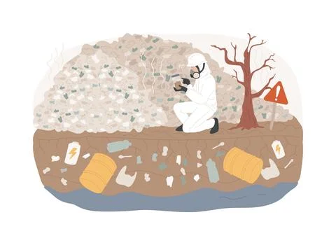Soil pollution isolated concept vector illustration. Illustrazione stock
