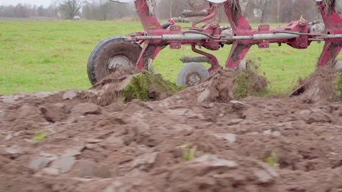 Soil Preparation with Plow - Close Up View on Dirt Stock Footage 144383508