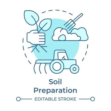 Soil preparation soft blue concept icon Stock Illustration