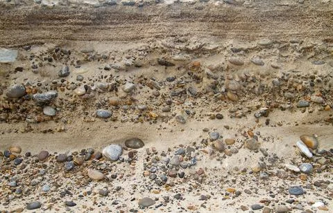 Soil profile on beach Stock Photos